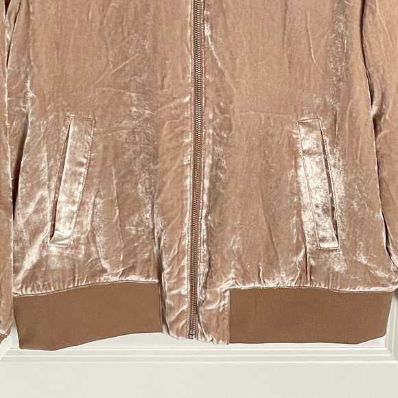 Madewell Tan Velvet Silk Blend Full Zip Bomber Jacket - 35565 - Picture 6 of 16